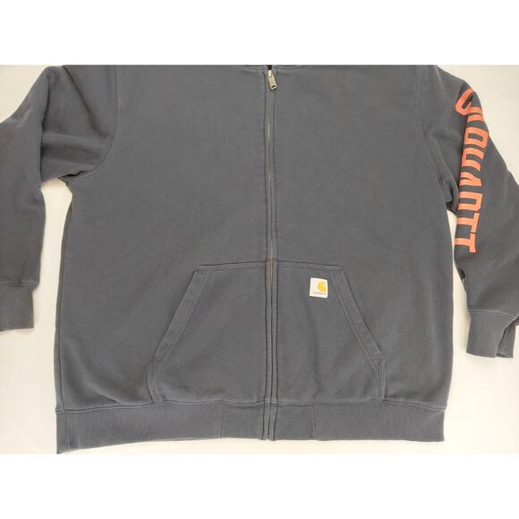Carhartt Mens Rain Defender Fleece Lined Graphic Full Zip Sweatshirt Navy XL - Picture 4 of 12